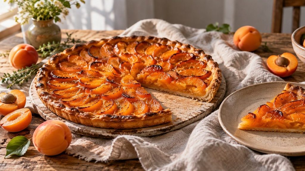 Stop aux desserts d’été laborieux : cette tarte fine aux abricots réclame juste une pâte, des fruits sucrés et un four : présentation du plat